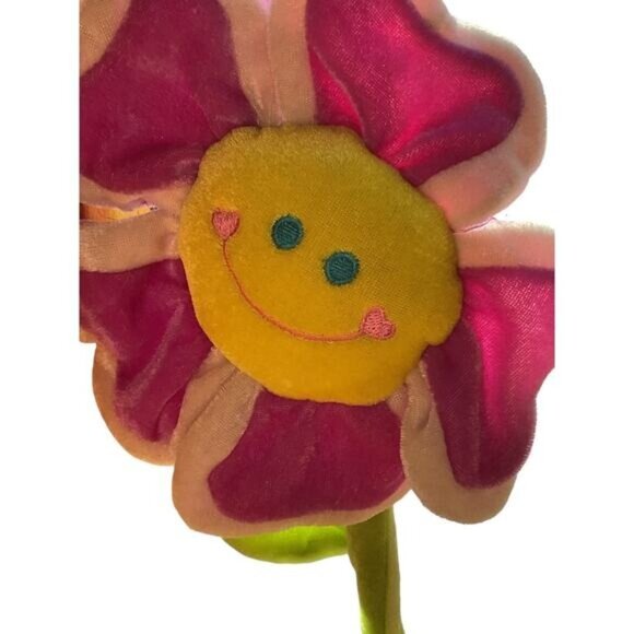Plush Happy Sun Flower Toys With Smiley Faces Orange & Pink - Picture 3 of 8